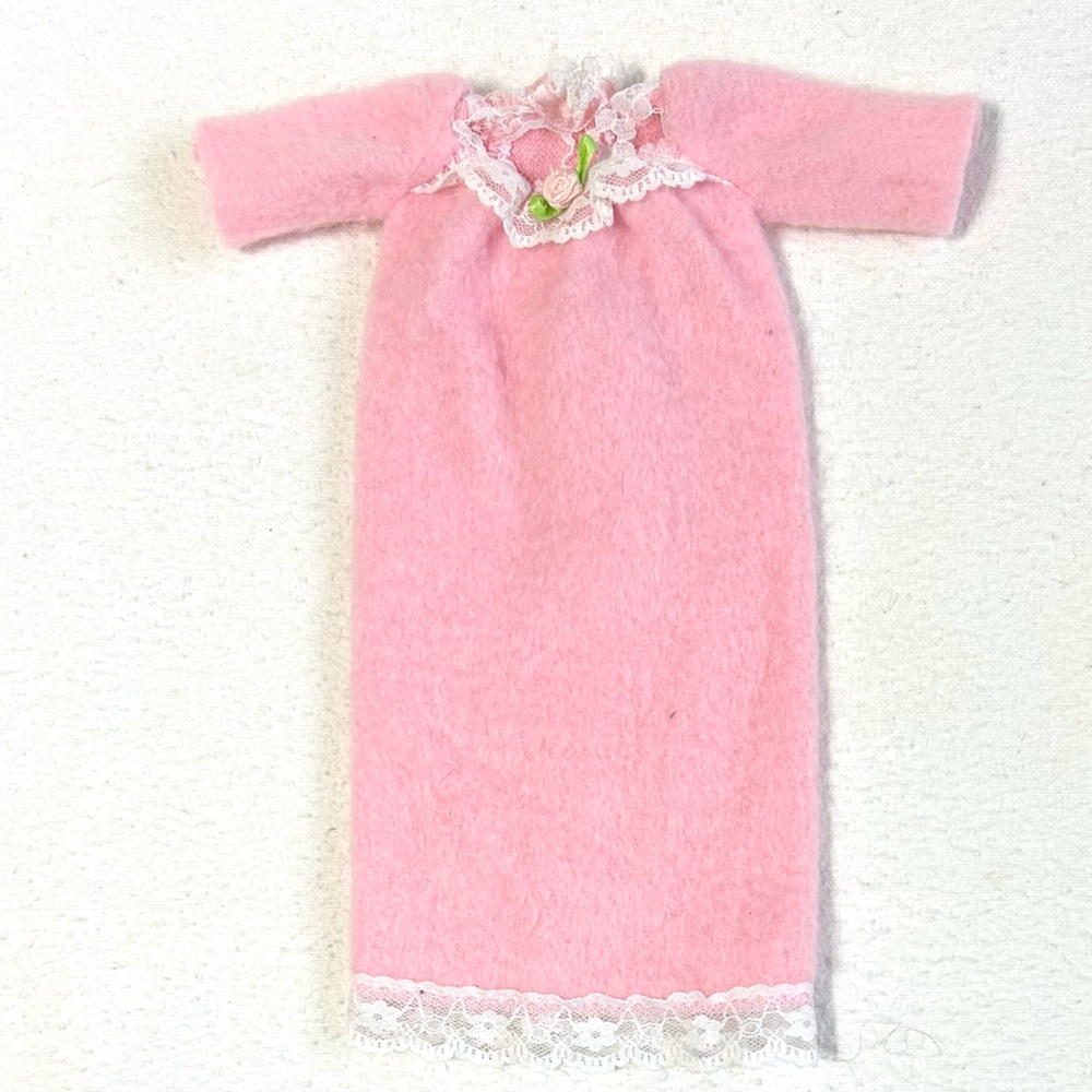 4/$20 Vintage 1993 Bedtime Barbie Nightgown Pink Fleece Flaw*